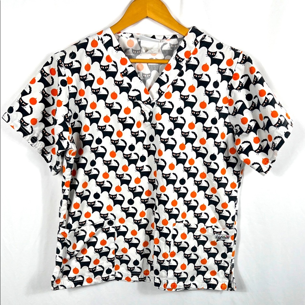 VINTAGE 90’s UA SCRUBS Women’s Halloween Scrub Top Small Shirt Sleeve Soft